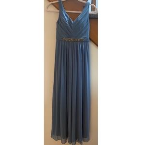 David’s Bridal beaded waist, long mesh Jr Bridesmaids dress; size 12